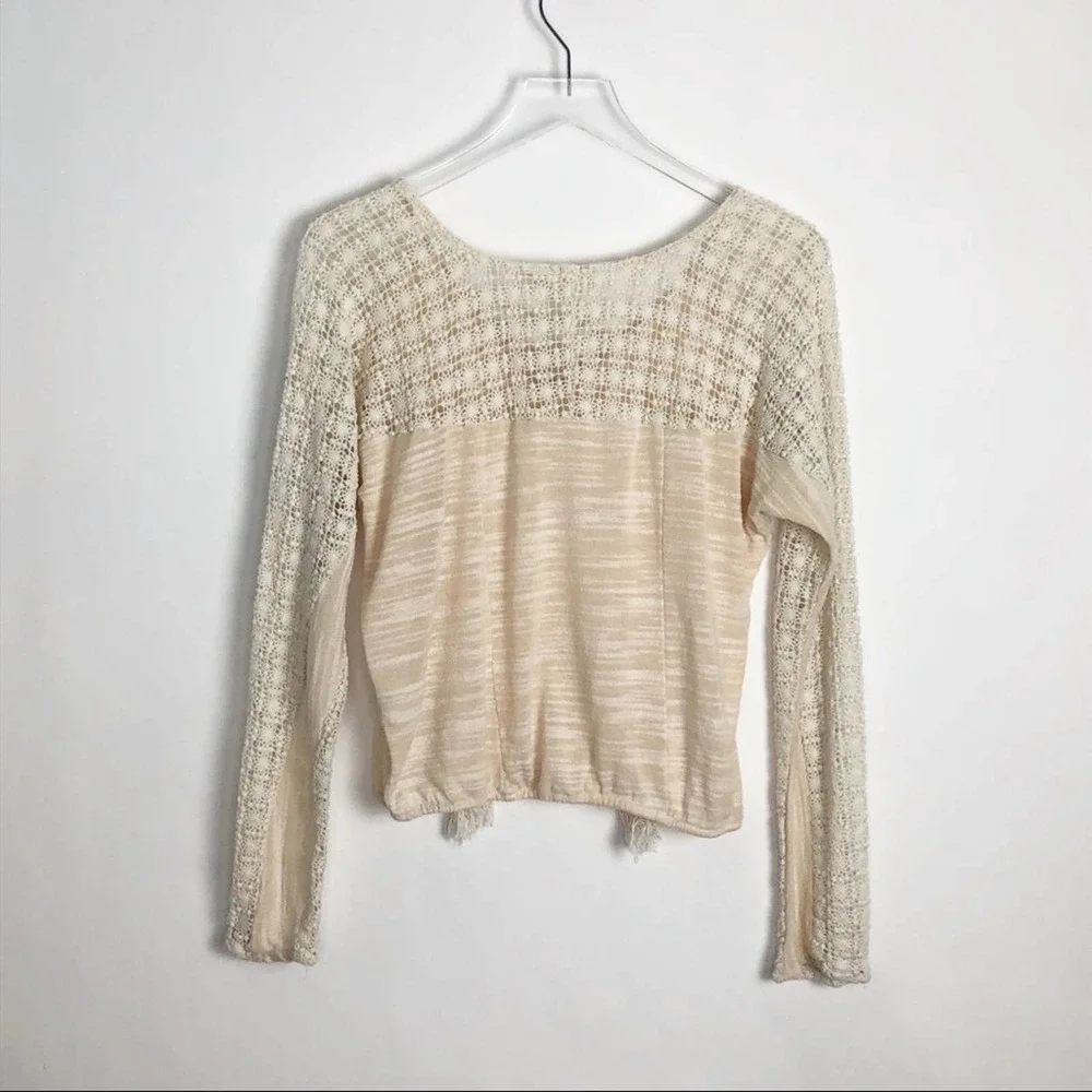 Anthropologie Meadow Rue Crochet Sleeve Top XS